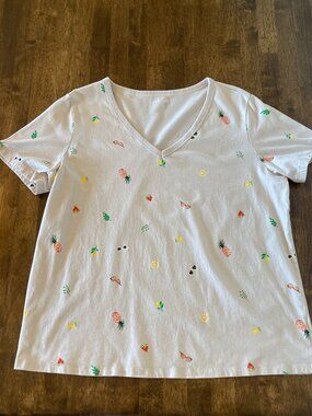 Old Navy EveryWear Printed Slub-Knit T-Shirt for Women Tropical Large Tall NWOT!